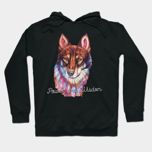 Power and Wisdom, Colorful Wolf Face Hoodie